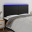 sengegavl med LED-lys 200x5x118/128 cm kunstlæder sort