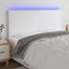 sengegavl med LED-lys 200x5x118/128 cm kunstlæder hvid