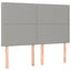 sengegavl med LED-lys 144x5x118/128 cm stof lysegrå