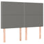 sengegavl med LED-lys 144x5x118/128 cm stof mørkegrå