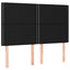 sengegavl med LED-lys 144x5x118/128 cm stof sort