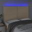 sengegavl med LED-lys 144x5x118/128 cm stof cremefarvet