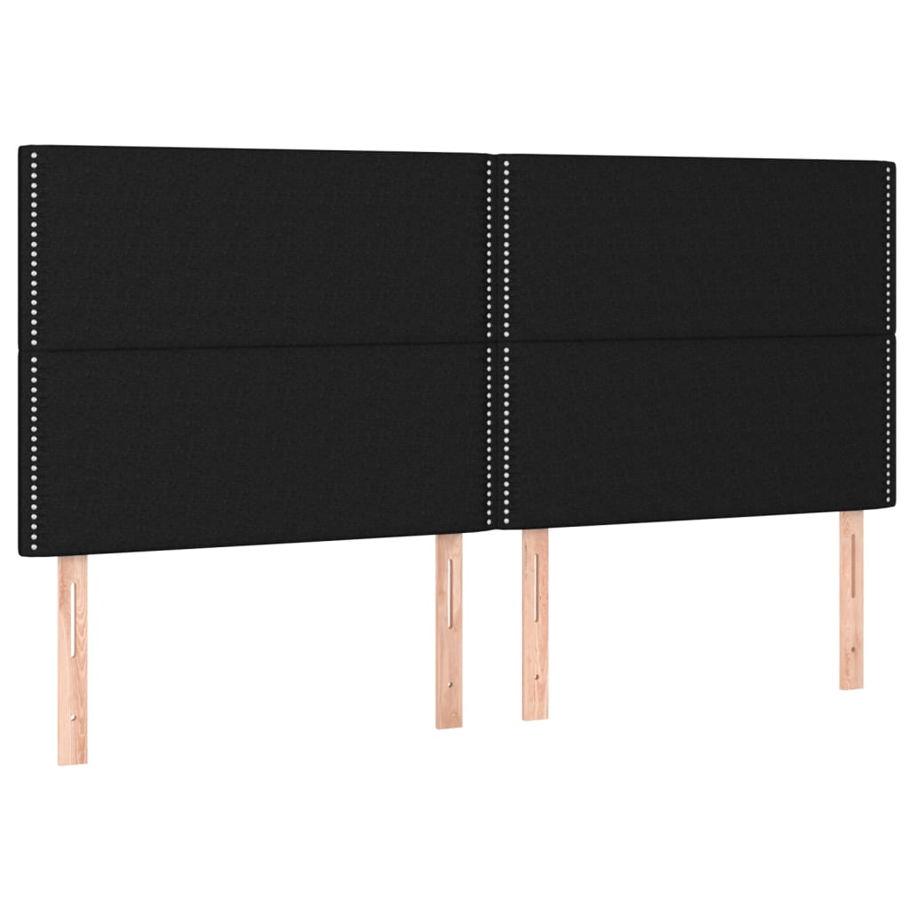 sengegavl med LED-lys 160x5x118/128 cm stof sort