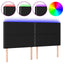 sengegavl med LED-lys 180x5x118/128 cm stof sort
