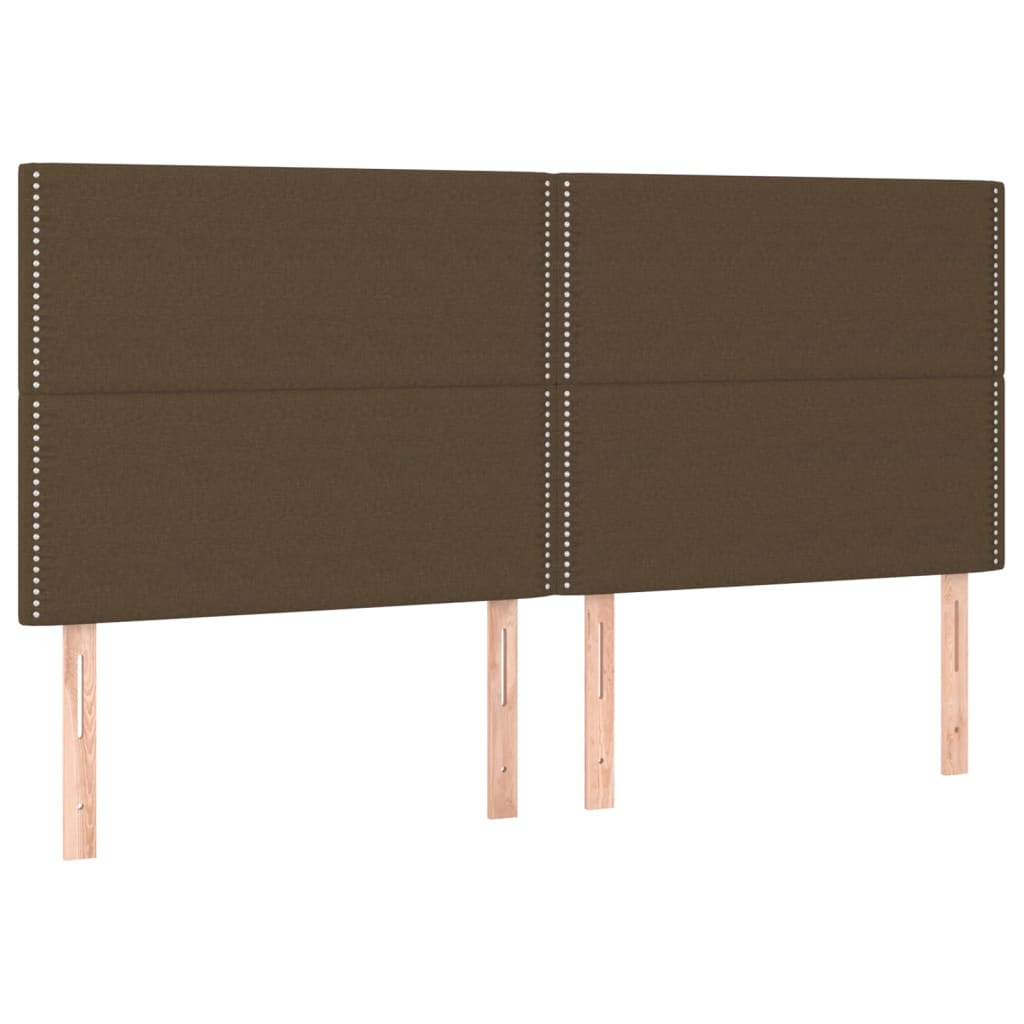 sengegavl med LED-lys 200x5x118/128 cm stof mørkebrun