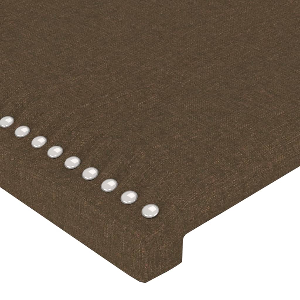 sengegavl med LED-lys 200x5x118/128 cm stof mørkebrun