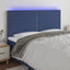 sengegavl med LED-lys 200x5x118/128 cm stof blå