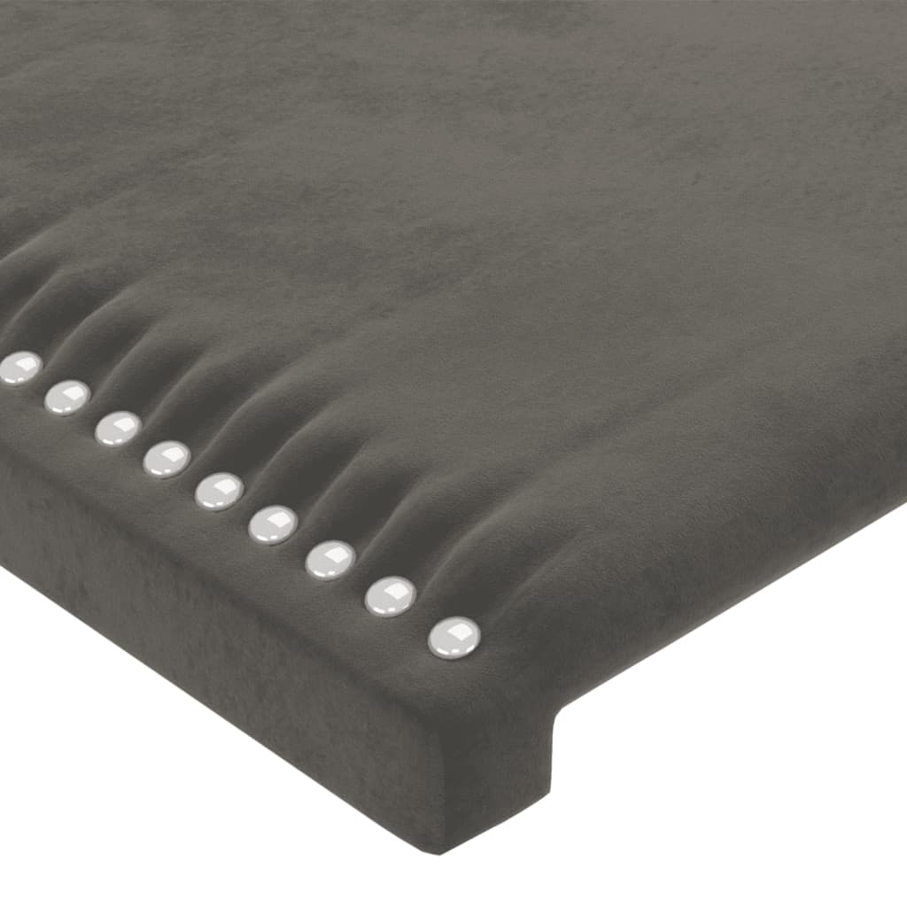 sengegavl med LED-lys 80x5x118/128 cm fløjl mørkegrå