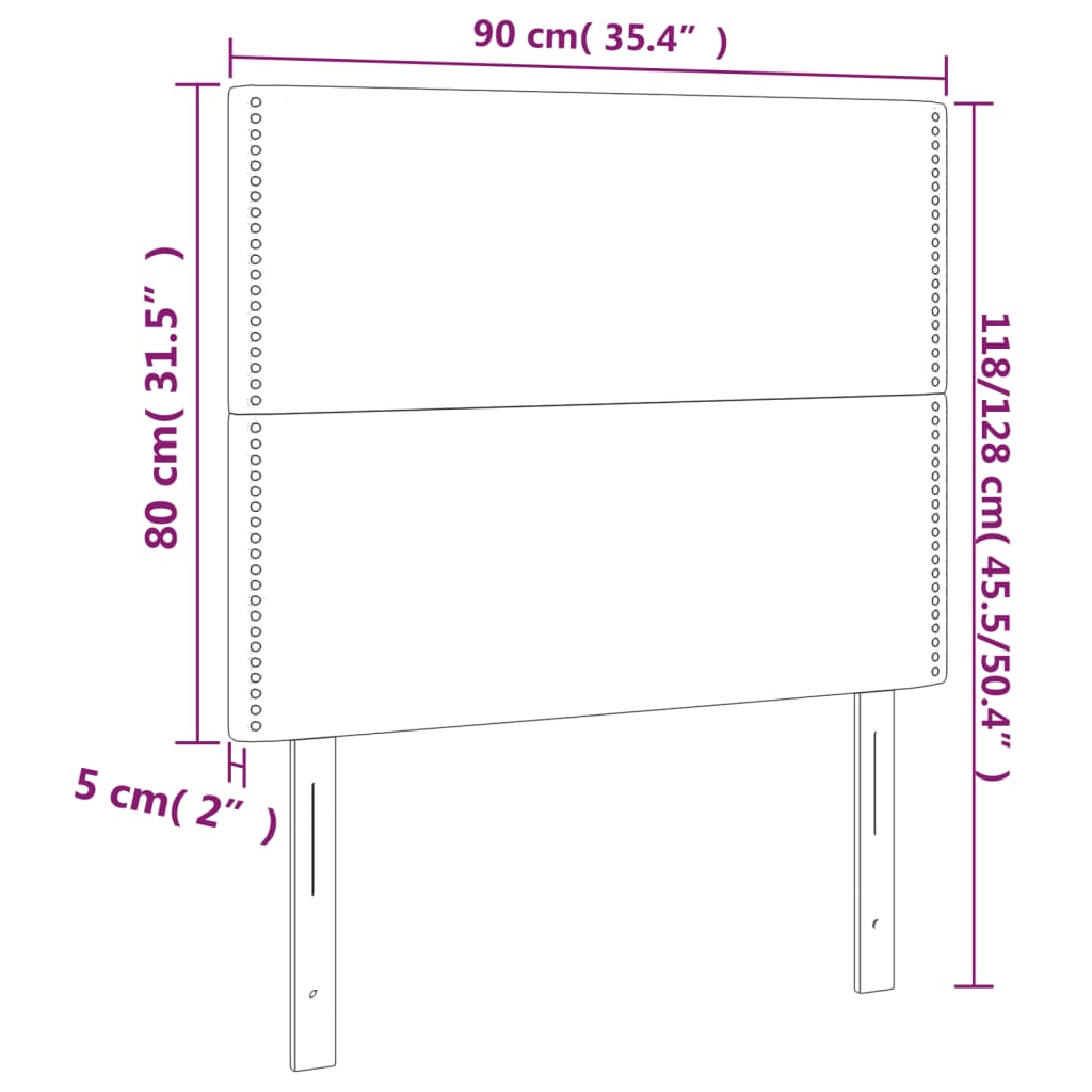 sengegavl med LED-lys 90x5x118/128 cm fløjl lyserød