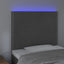 sengegavl med LED-lys 100x5x118/128 cm fløjl mørkegrå