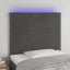 sengegavl med LED-lys 100x5x118/128 cm fløjl mørkegrå