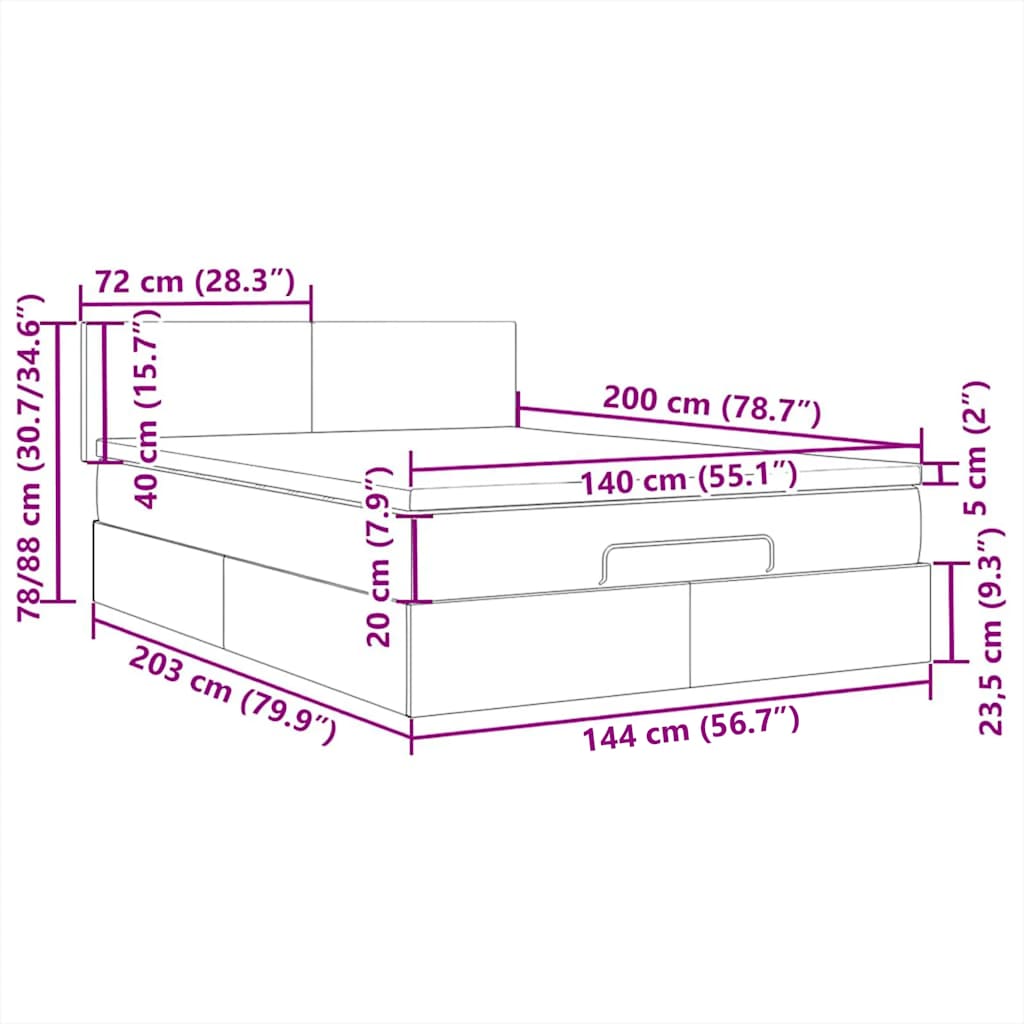 sengegavl med LED-lys 100x5x118/128 cm fløjl lyserød