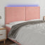 sengegavl med LED-lys 160x5x118/128 cm fløjl lyserød