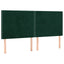 sengegavl med LED-lys 180x5x118/128 cm fløjl mørkegrøn