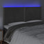 sengegavl med LED-lys 200x5x118/128 cm fløjl mørkegrå