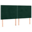 sengegavl med LED-lys 200x5x118/128 cm fløjl mørkegrøn