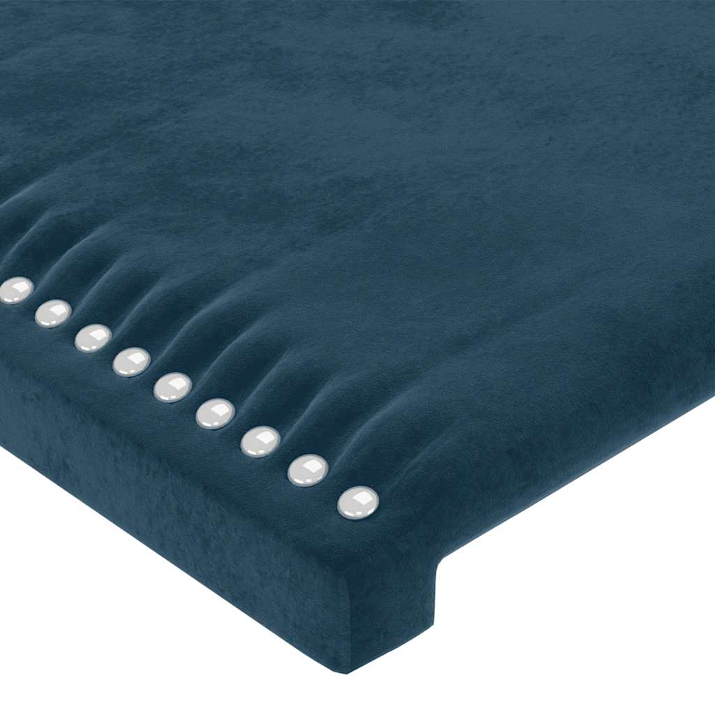sengegavl med LED-lys 200x5x118/128 cm fløjl mørkeblå