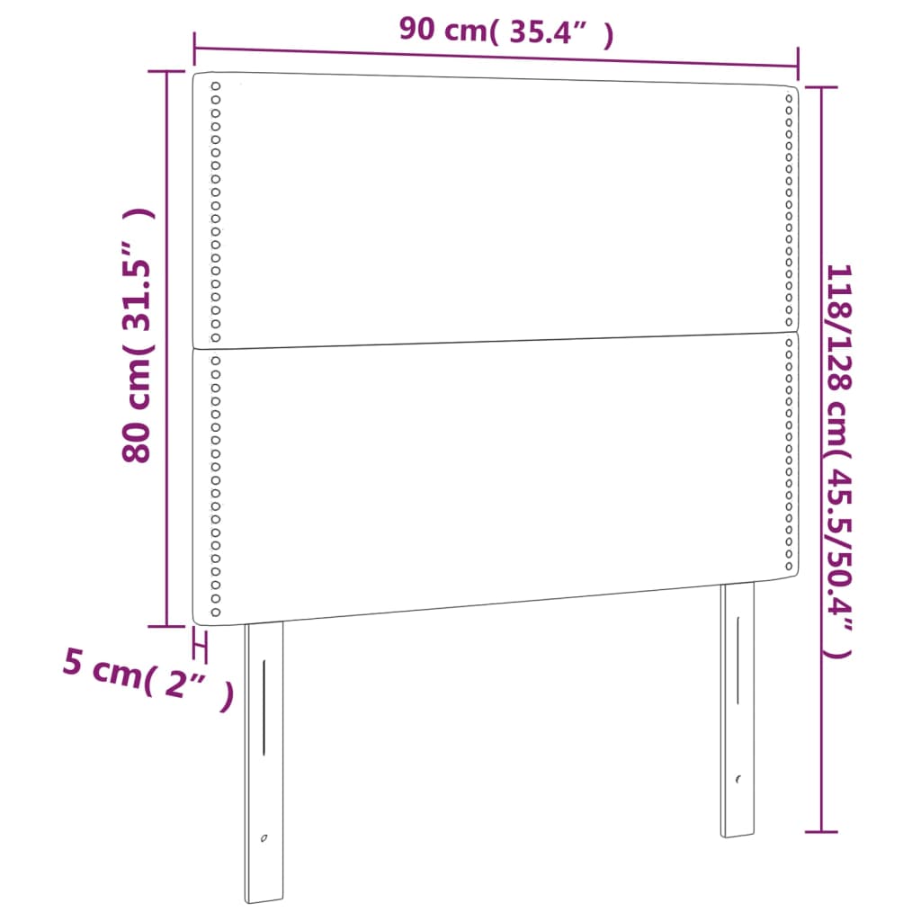 sengegavl med LED-lys 90x5x118/128 cm kunstlæder sort