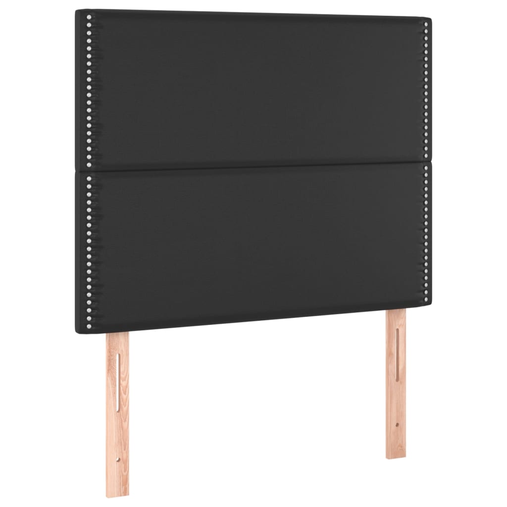 sengegavl med LED-lys 100x5x118/128 cm kunstlæder sort