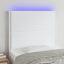 sengegavl med LED-lys 100x5x118/128 cm kunstlæder hvid