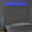 sengegavl med LED-lys 100x5x118/128 cm kunstlæder grå