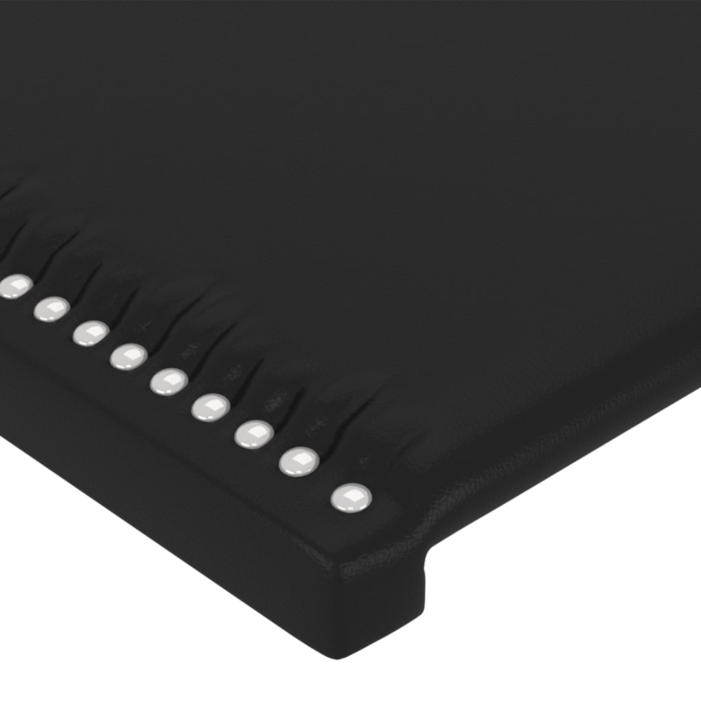 sengegavl med LED-lys 144x5x118/128 cm kunstlæder sort