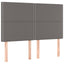 sengegavl med LED-lys 144x5x118/128 cm kunstlæder grå