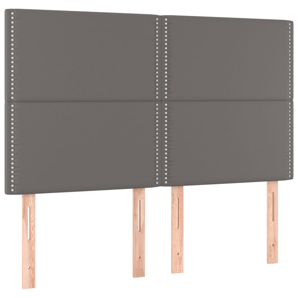 sengegavl med LED-lys 144x5x118/128 cm kunstlæder grå