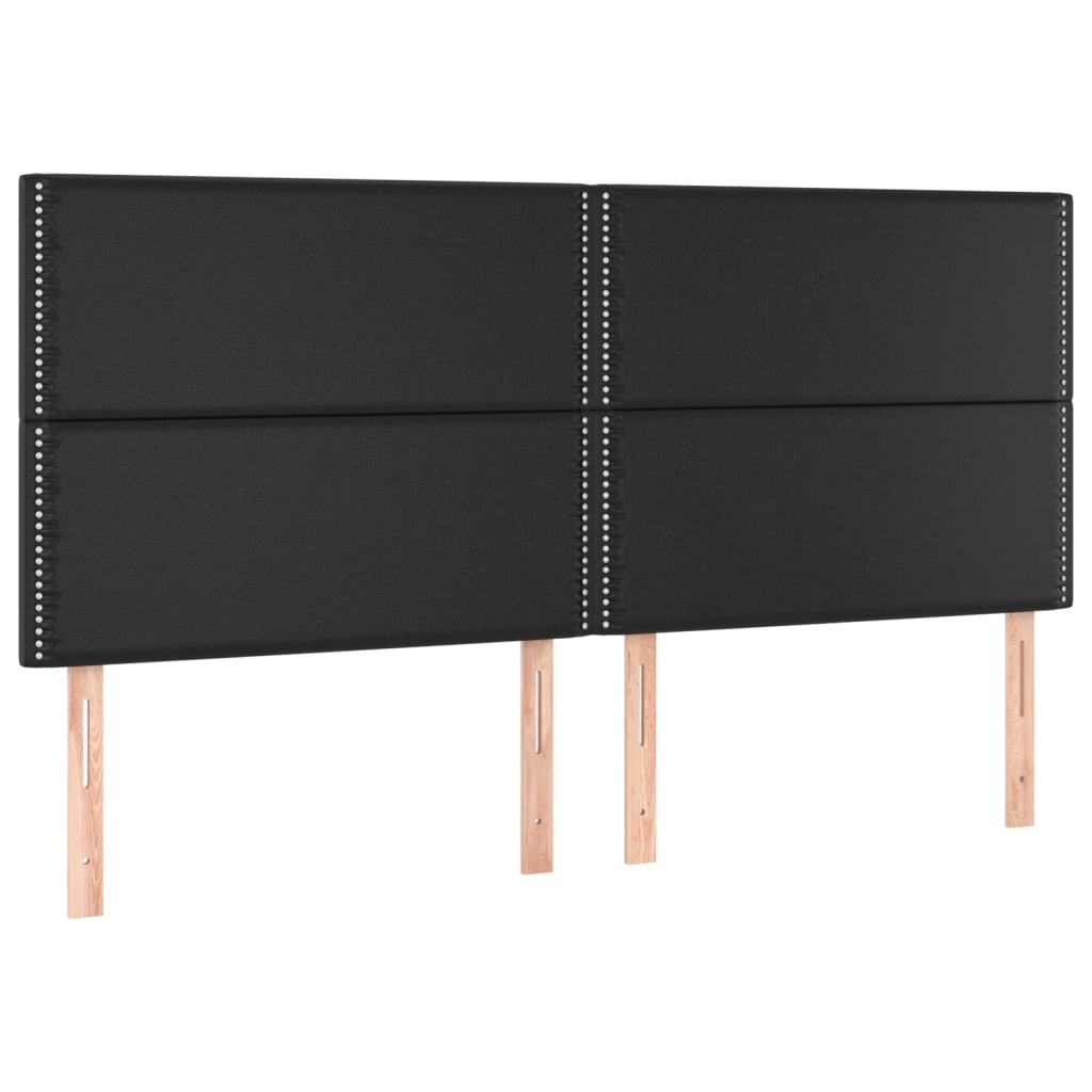 sengegavl med LED-lys 200x5x118/128 cm kunstlæder sort