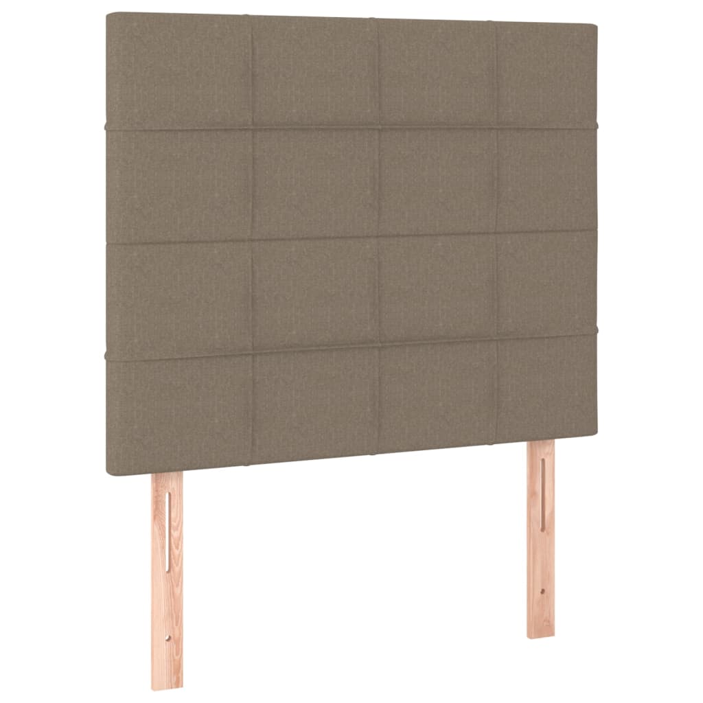 sengegavl med LED-lys 100x5x118/128 cm stof gråbrun
