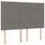 sengegavl med LED-lys 144x5x118/128 cm stof mørkegrå