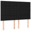 sengegavl med LED-lys 144x5x118/128 cm stof sort