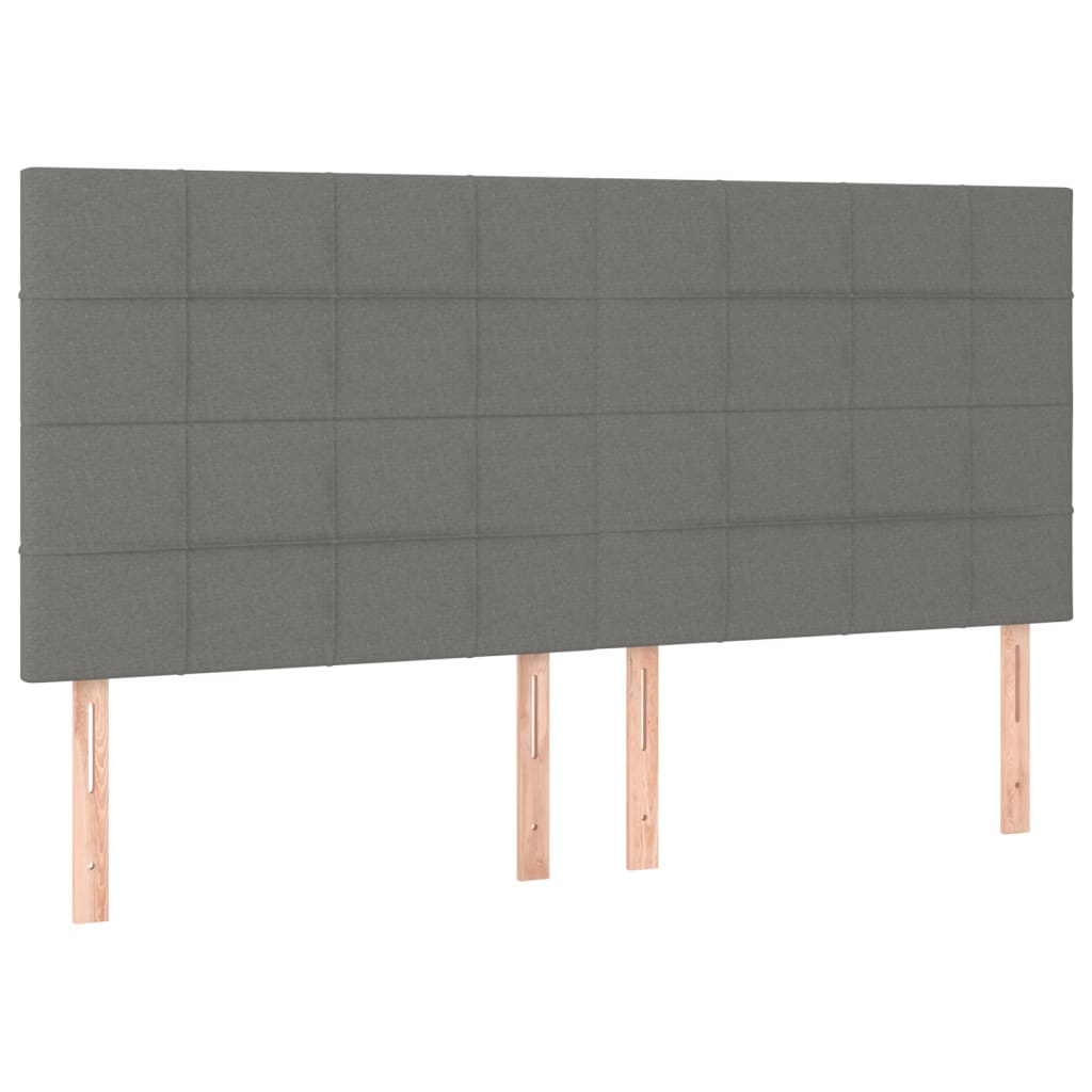 sengegavl med LED-lys 160x5x118/128 cm stof mørkegrå