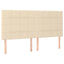 sengegavl med LED-lys 180x5x118/128 cm stof cremefarvet