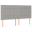 sengegavl med LED-lys 200x5x118/128 cm stof lysegrå