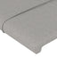 sengegavl med LED-lys 200x5x118/128 cm stof lysegrå