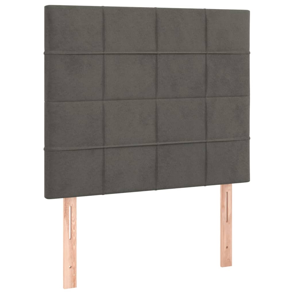 sengegavl med LED-lys 80x5x118/128 cm fløjl mørkegrå