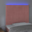 sengegavl med LED-lys 80x5x118/128 cm fløjl lyserød