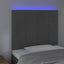 sengegavl med LED-lys 90x5x118/128 cm fløjl mørkegrå