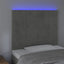 sengegavl med LED-lys 100x5x118/128 cm fløjl lysegrå