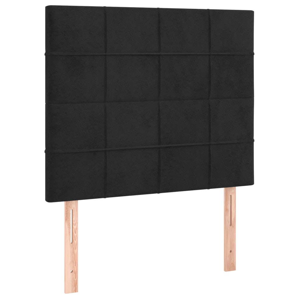 sengegavl med LED-lys 100x5x118/128 cm fløjl sort