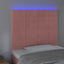 sengegavl med LED-lys 100x5x118/128 cm fløjl lyserød
