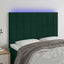 sengegavl med LED-lys 144x5x118/128 cm fløjl mørkegrøn