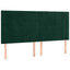 sengegavl med LED-lys 160x5x118/128 cm fløjl mørkegrøn