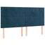 sengegavl med LED-lys 160x5x118/128 cm fløjl mørkeblå