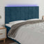 sengegavl med LED-lys 160x5x118/128 cm fløjl mørkeblå