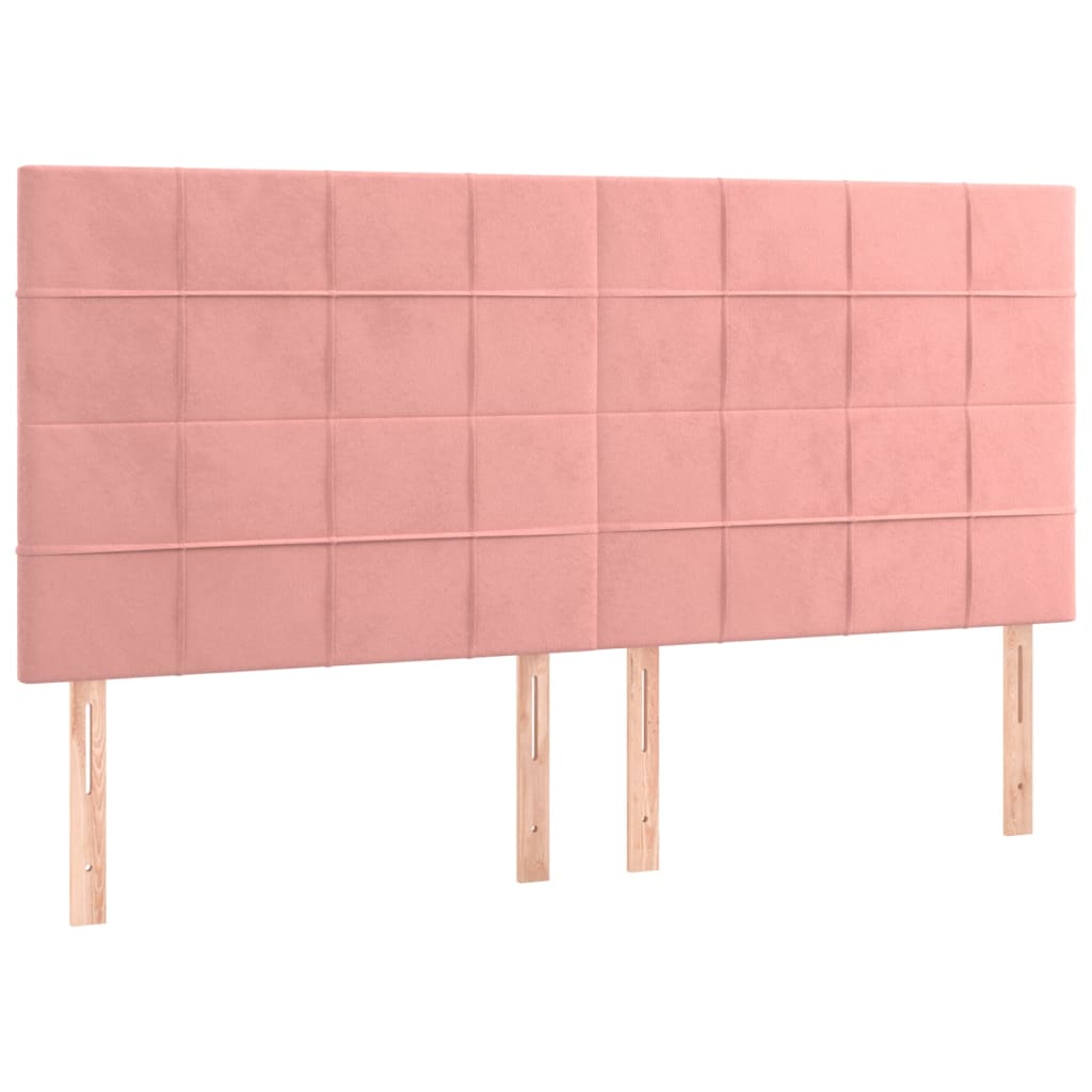 sengegavl med LED-lys 160x5x118/128 cm fløjl lyserød