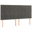 sengegavl med LED-lys 180x5x118/128 cm fløjl mørkegrå