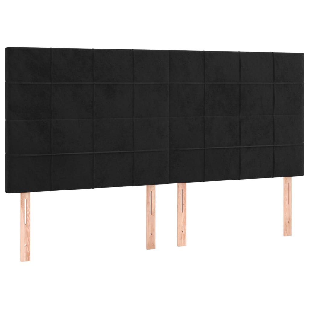 sengegavl med LED-lys 180x5x118/128 cm fløjl sort