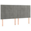 sengegavl med LED-lys 200x5x118/128 cm fløjl lysegrå